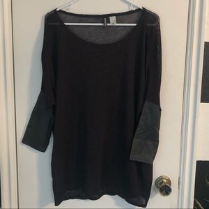 H&M lightweight knit sweater, faux leather sleeves